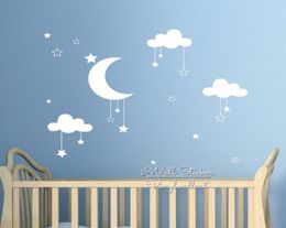 Baby Nursery Clouds Stars Wall Sticker Moon Clouds Wall Decal Kids Room Decor Easy Wall Art Children Cut Vinyl3755382