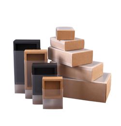 Frosted PVC Cover Kraft Paper Drawer Boxes DIY paper gift Box for Wedding Party Gift Packaging9840992