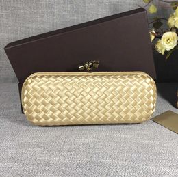 12A Top Quality Evening Bags Handbags Clutch Quality Designer Lady Luxurys Fashion Party Golden Knitting Hand Gold Plated Patchwork Bag Phone Cosmetics Wallet