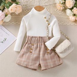 Clothing Sets Kids Toddler Baby Girls 2PCS Fall Outfits Long Sleeve Ribbed Knit High Neck Christmas Dress Clothes