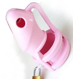 Happygo Male Pink Silicone Chastity Device Cock Cages Men039s Virginity Lock 3 Penis Ring Cb3000 Adult Sex Toys M800pnk C19033764721