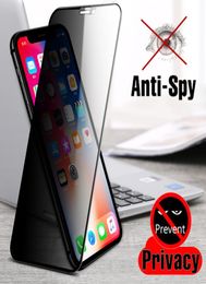 9H Full Privacy Tempered Glass For iPhone 12 MAX 11 8Plus Samsung S20plus Anti Spy Glare Peeping Screen Protector High Defini1666550