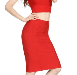 Skirts HQBORY Sexy Quality Red Chirstmas Bandage Knitted Gold Zipper Fashion High Waist White Black Skirt Maxi XL