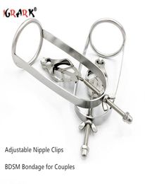 Butterfly Adjustable Nipple Clips Torture Play Clamps Cage Breast BDSM Bondage Metal Fetish Goods Sex Toys for Adults Couples Y0404204301