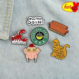 Movie Cat Sofa Enamel Pin Brooch Cartoon Women Men Denim Jackets Lapel Pins Backpack Badges Kids Fashion Jewelry Gifts