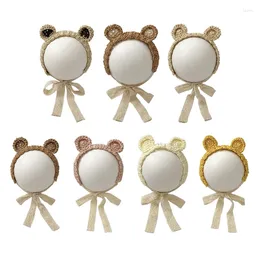 Hair Accessories Cartoon Bear Ear Designed Headdress Woven Straw Bands Infant Accessory