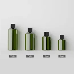 Storage Bottles 30pcs 50ml 100ml 150ml 200ml Empty Green Plastic Bottle With Screw Lid For Liquid Soap Shampoo Shower Gel Cosmetic Packaging