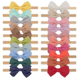 20 Pack Baby Girls Nylon Headbands Linen Hair Bows Hairbands Handmade Hair Accessories for born Infant Toddlers Kids 240110