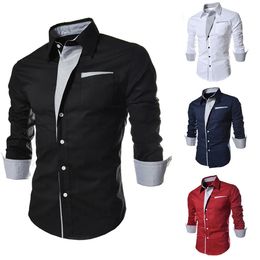 Mens Casual Slim Fit Shirts Turndown Collar Shirt Singlebreasted Long Sleeve Button Down Business Formal Dress Tops 240109