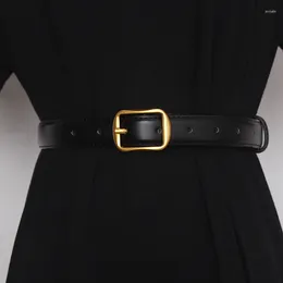 Belts Women's Runway Fashion Vintage Genuine Leather Cummerbunds Female Dress Corsets Waistband Decoration Narrow Belt TB1811