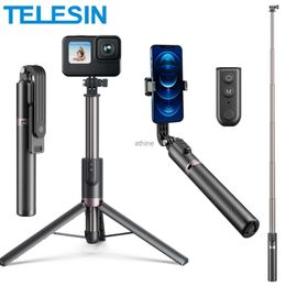 Selfie Monopods TELESIN 0.6/1.3m Vlog Selfie Stick Tripod 72m Wireless Bluetooth Remote Control For Hero 12 11 10 9 14 15 YQ240110