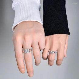 Cluster Rings S925 Sterling Silver Couple Ring Male And Female Mosang Stone 12 S Heart To Connection Gold Rose Platinum