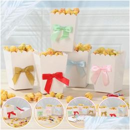 Gift Wrap 6/12 Pcs Popcorn Boxes With Bow Movie Theatre Small Bags Candy Snack Box Container For Birthday Party Supplies Drop Delivery Ot3Xl