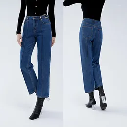 Women's Jeans Fashion Classic Trendy Luxury Designer Cloth Straight Pants Loose Fit Blue Quarter