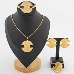 Necklace Earrings Set Italian And Jewellery For Ladies 18k Gold Plated Clip Large Design Bangle Cocktail Ring Bride