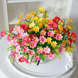 Decorative Flowers 6 Bundles Artificial Flower UV Resistant No Watering Realistic Outdoor Greenery Fake Mums For Home Decoration