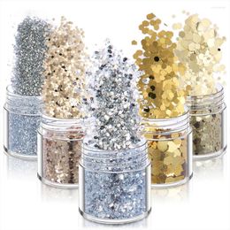 Nail Glitter Sparkle Powder Sequins Champagne Gold Colour For UV Decoration 1 Box