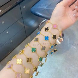 Designer Van Cl-Arp Bracelet Fanjia High Version Four Leaf Grass Five Flower Female V Gold Light Luxury Small Red Lucky Handpiece as a Gift for Girlfriend