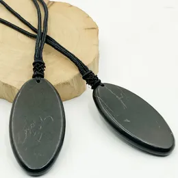 Pendant Necklaces Design Shungite Olive Shaped Exotic Energy Stone For Healing Handmade