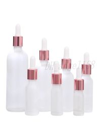 Web celebrity Tik Tok clear frosted glass essential oil perfume bottle liquid reagent pipette dropper with rose gold cap 5ml10ml152363088
