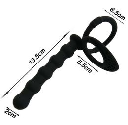 men penis cock ring anal plug black silicone sex toys butt expander a801 3 D181115026941142