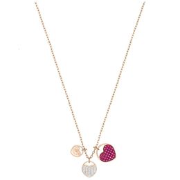 Swarovskis Necklace Designer Women Original Quality Romantic Love Heart Necklace For Women Using Elements Crystal Sweet Pink Love Collar Chain
