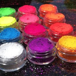 1Set Neon Nail Powder Eyeshadow Dust Fluorenscence Effect Nails Glitter Pigment Chrome Dust DIY Nail Glitter Decoration Manicure 240109