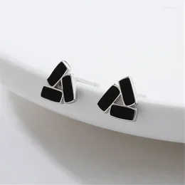 Stud Earrings South Korea's Ins Simple Retro Triangle Exquisite And Small 925 Silver Needle Anti-allergic Non-fading