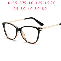 Anti Blue Light Cat Eye Myopia Glasses Women Brand Designer Spring Leg Prescription Spectacles Frame Diopter 0 -0.5 -0.75 To -6 240110