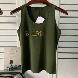 summer women vest designer tank tops round neck sleeveless t-shirt iron solid Colour top fashion luxury camisole