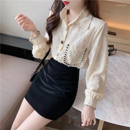 Women's Blouses Light Ripe Wind Loose Slim Vintage Lace Long Sleeve Shirt Top Official Store Korean Reviews Many Clothes Shirts