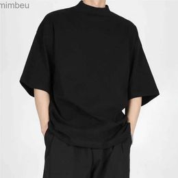 Men's T-Shirts High Quality Luxury Solid Colour T-shirt Niche Crew Neck Japanese Short Sleeve T-shirt Men Summer Loose Casual Bottoming ShirtL240110