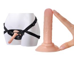 Adjustable Strapon Realistic Penis With Suction Cup Harness Dildo Sex Toy For Lesbian Couple G spot Anal Butt Plug Dildos Pants Y06531873