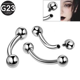 10pcsLot G23 Internally Eyebrow Piercings Banana Double Ball Curved Cartilage Tragus Earring Jewellery 16G 14G 240109