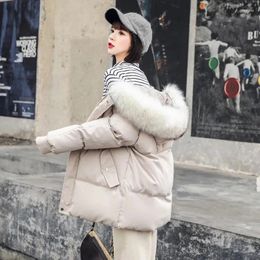 Women's Trench Coats Loose Parka Women Waterproof Hooded Fur Collar Thick Warm Casual Ladies Short Winter Chinese Beige Coat Jackets Outwear