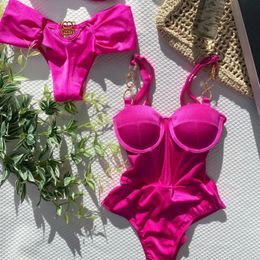 Sexy Push Up Swimsuit Women Swimwear Underwire Monokini Bathing Suits Swim Suit Wear Summer Beachwear 240109