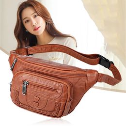 Fanny pack Retro Female Belt Bag Luxury Women Shoulder Crossbody Bags Fashion Soft leather Waist packs Designer Waist Bag 240110