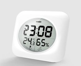 Emate Fashion Waterproof Shower Time Watch Digital Bathroom Kitchen Wall Clock Silver Big Temperature and Humidity Display3357691