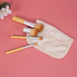 Makeup Brushes 4pcs Bamboo Handle Bristles Brush Cosmetics Powder Blush Kit With Linen Bag For Woman