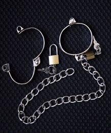 Stainless Steel Handcuffs Ankle Cuffs for Couples Metal Lockable Shackles bdsm Bondage Restraints Adult Game Toys for Men Woman Y25794762