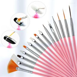 Nail Art Kits 3/15Pcs Plastic Handle Brush Set Design Gel Polish Painting Drawing Acrylic Brushes For Nails Manicure Tools