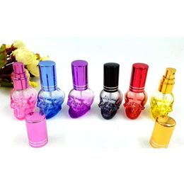 8Ml Colorful Refillable Empty Skull Shape Crystal Cut Glass Perfume Spray Bottles Atomizer Travel Mini Sample Perfume Container Al8213214