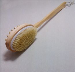 Body Brush for Dry Skin Brushing Back Scrubber for Skin Exfoliating and Cellulite Bamboo Bath Brush with Long Handle Shower
