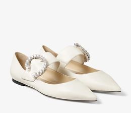 Luxury designer J-C Embellshe Sandals shoes Women loafer flats ballet shoes Melva ballerina white black calf leathers 35-43 low heel