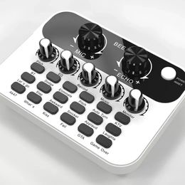 Live Sound Card V8 English Mini Audio Interface Podcast Mixer Suitable For PC Computer Phone Broadcast Recording Effects 240110