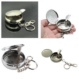 Other Household Sundries 100Pcs Portable Pocket Stainless Steel Round Cigarette Ashtray Key Chain With Keychain Ring Dhs Fedex Sn230 Dhfmi