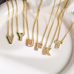 Necklaces DUOYING Custom 3D Hollow Letter Necklace Personalized Enamel Initial AZ Pendant Necklace Jewelry Gift For Women