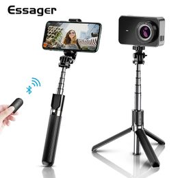 Monopods Essager 3 in 1 Selfie Stick Tripod Bluetooth Remote Control Portable Self Selfiestick Flexible Tripod Monopod for Iphone Xiaomi