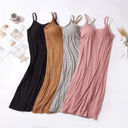 Dresses Sexy Modal Cotton Night Dress Women Sling Bra Padded Nightgowns Female Summer Loose Sleepwear Nightshirt Bottoming Lingerie