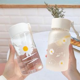 Water Bottles Summer Kawaii Cup Mug Bottle Rope Juice Daisy Drink Girl Frosted Plastic Tea With Transparent